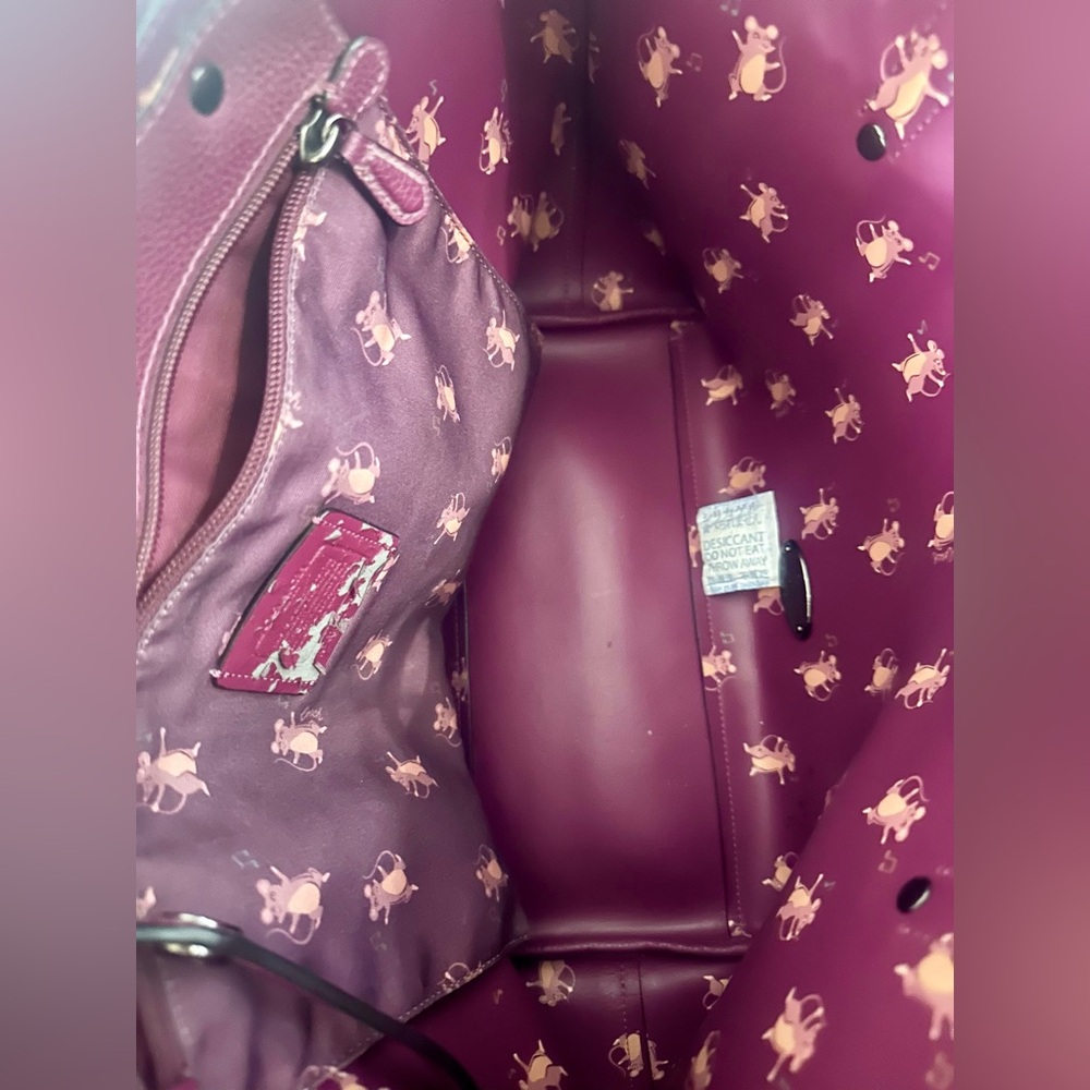 Coach Market Tote in Dark Berry w/ Party Mouse Print Interior - BAFO - Picture 7 of 15